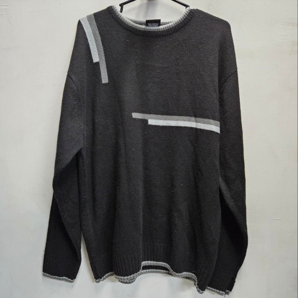 Vintage Old Skool Oldies Retro 00s Y2K Sweater black/grey Mens Unisex Large